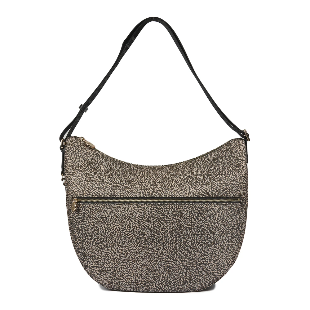 Borbonese Beige Luna Hobo Tas met Rits Beige Dames