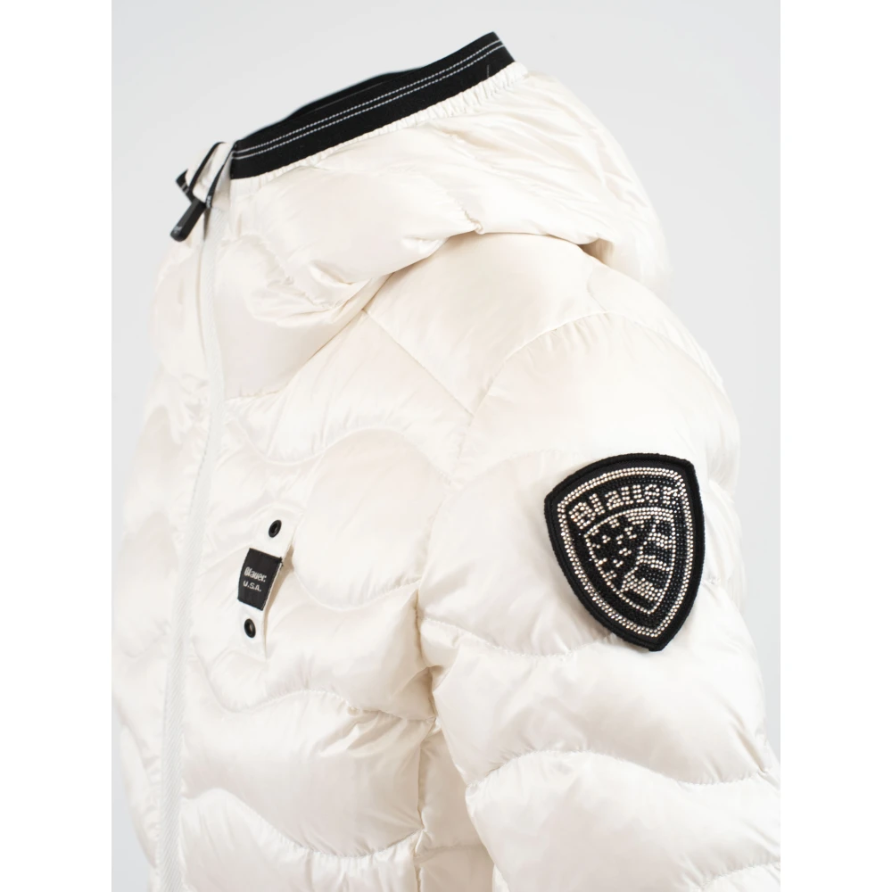 Blauer Donsjack met capuchon White Dames