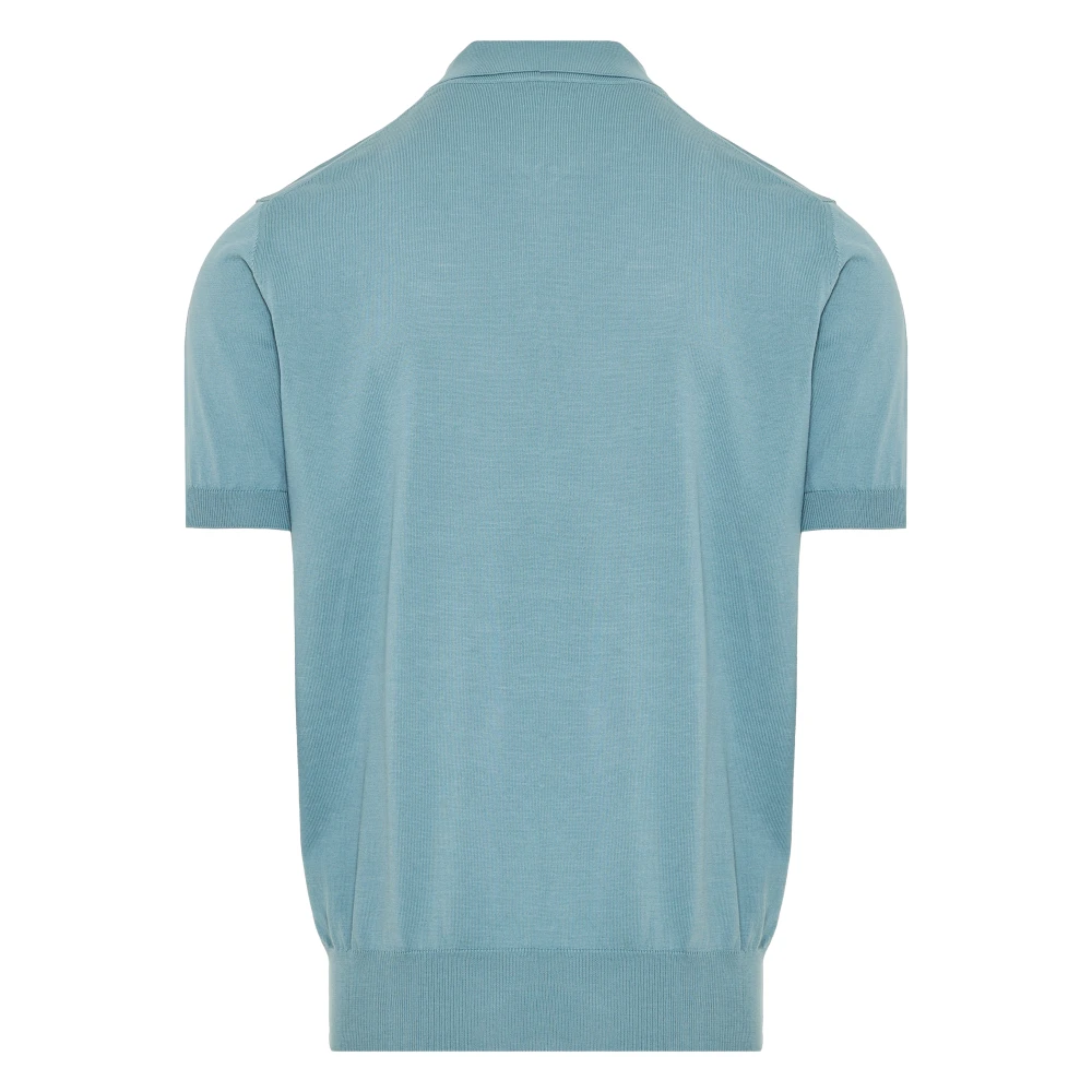 Canali Ritssluiting Polo Shirt in Katoen Blue Heren