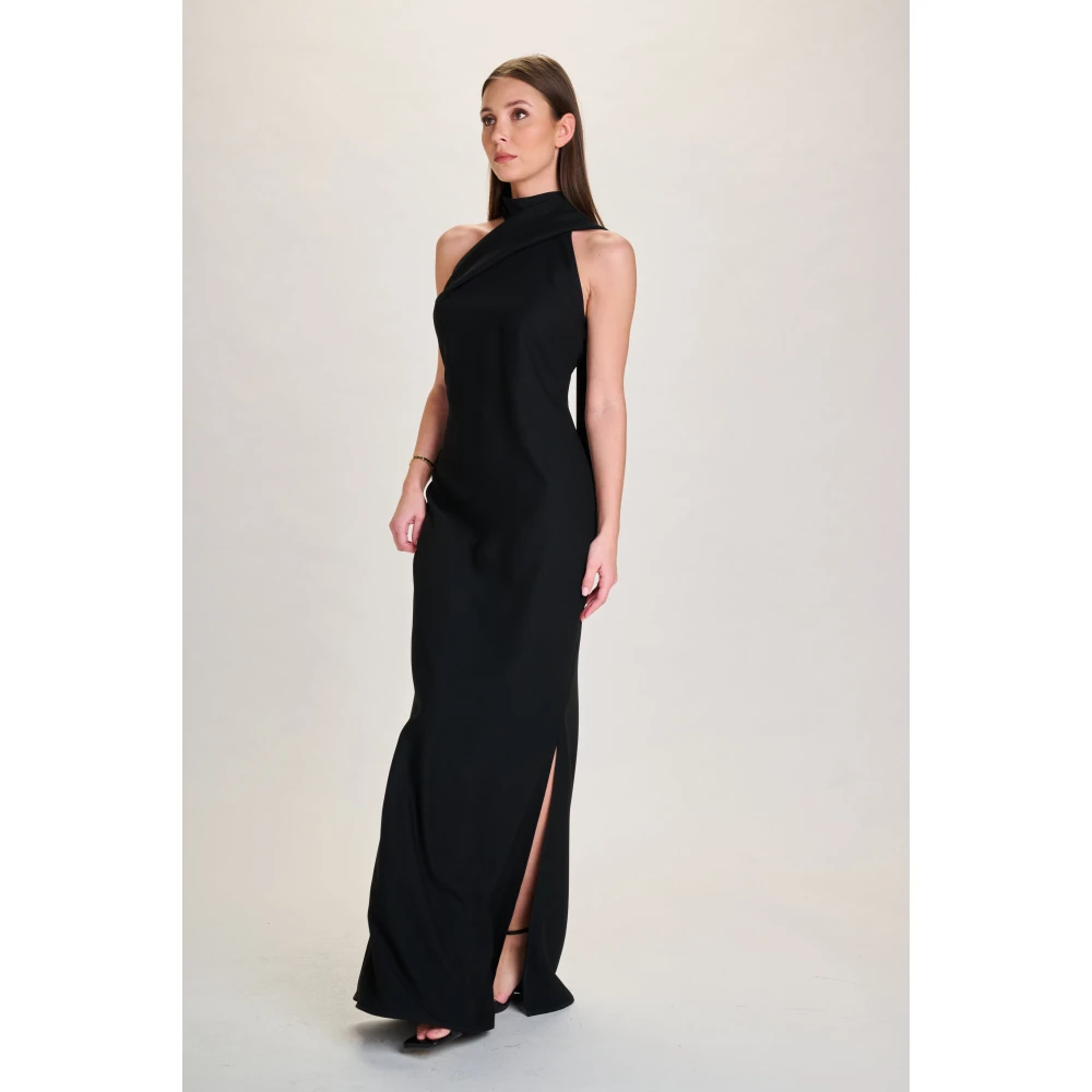 March23 Ademloze Galajurk: Lange Elegante Avondjurk Black Dames