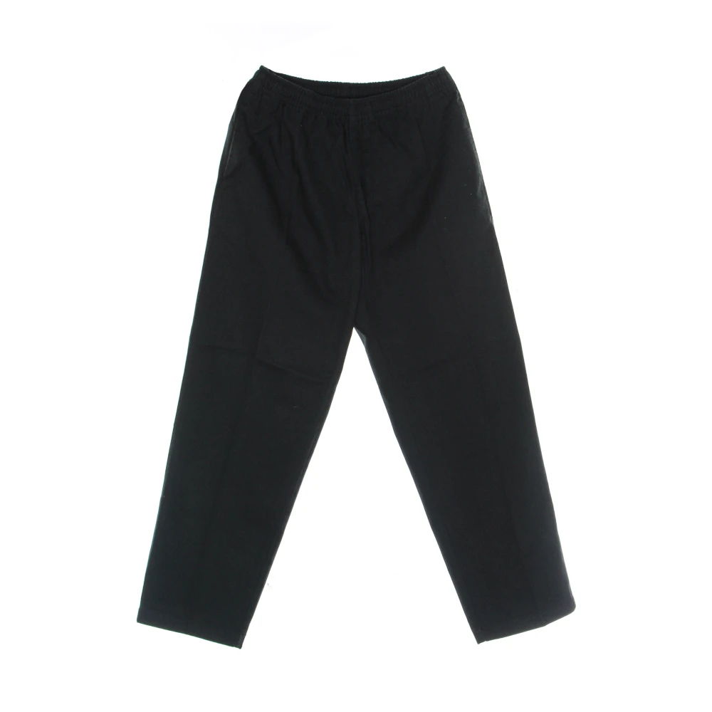 Obey Zwarte Twill Lange Broek Elastische Trekkoord Black Heren