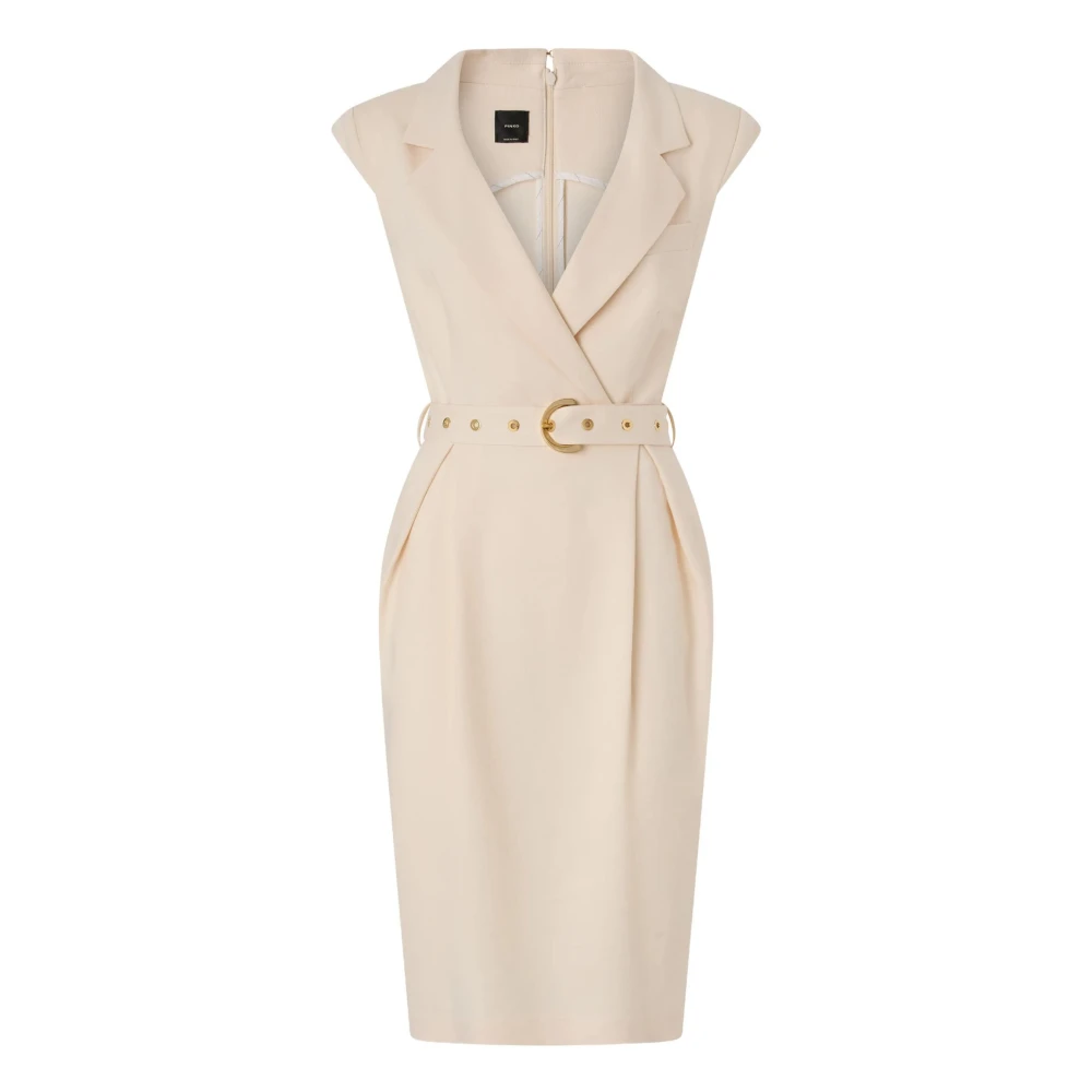 Pinko Women's White Midi Dresses, Xs, Dress With Belt