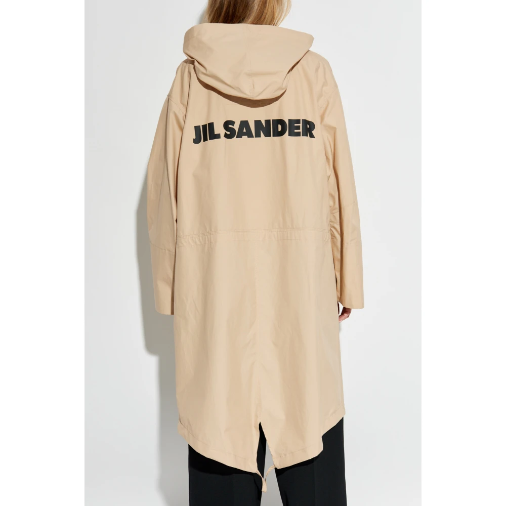 Jil Sander Katoenen parka met capuchon Beige Dames