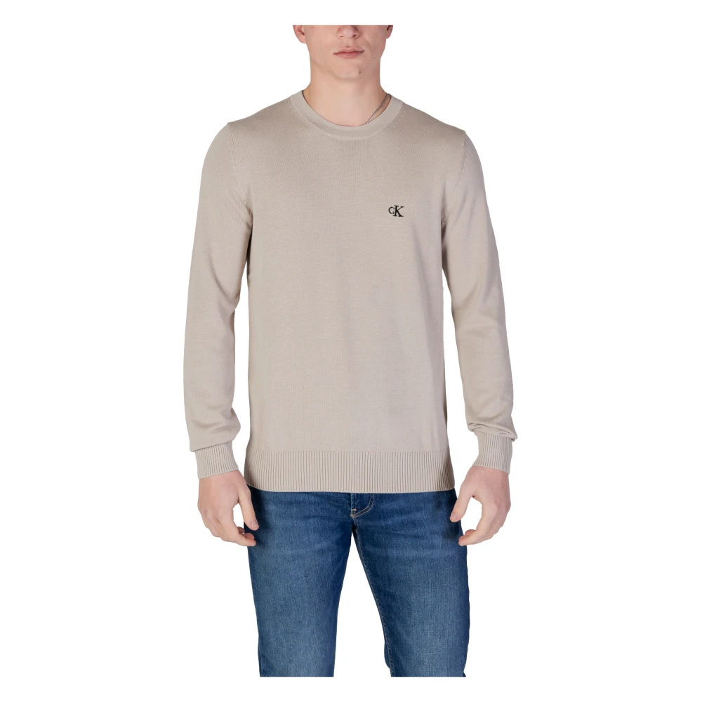 Calvin Klein Jeans Men's Beige Cotton Knitwear Round Neck