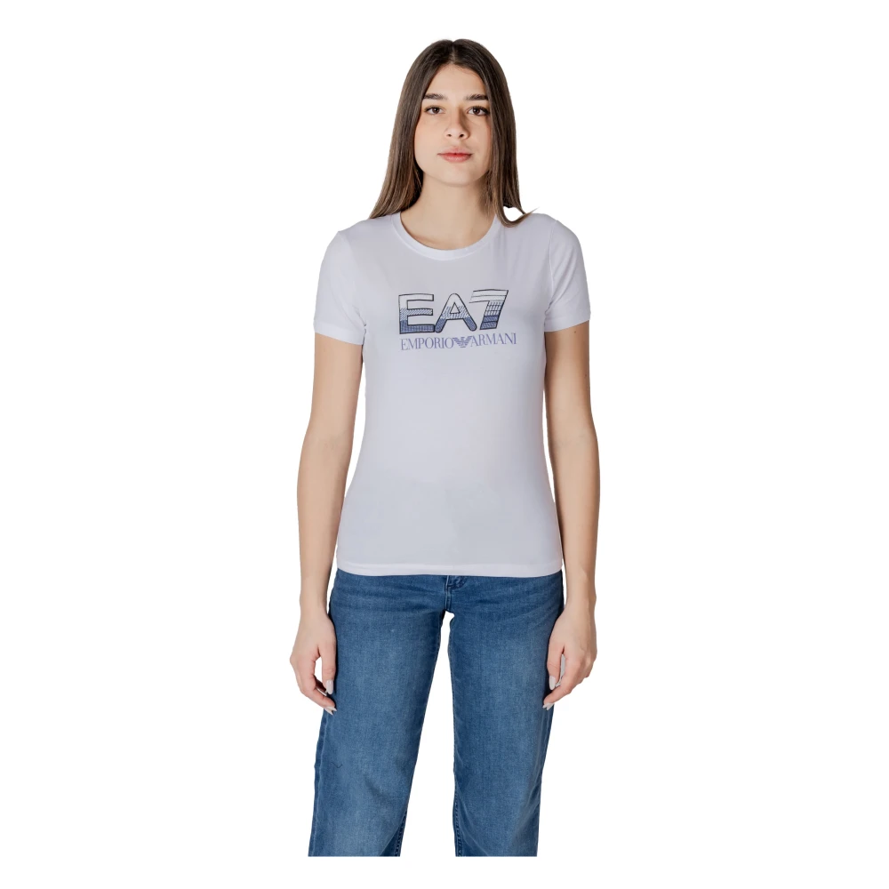 Emporio Armani EA7 Korte mouwen katoenen T-shirt collectie White Dames