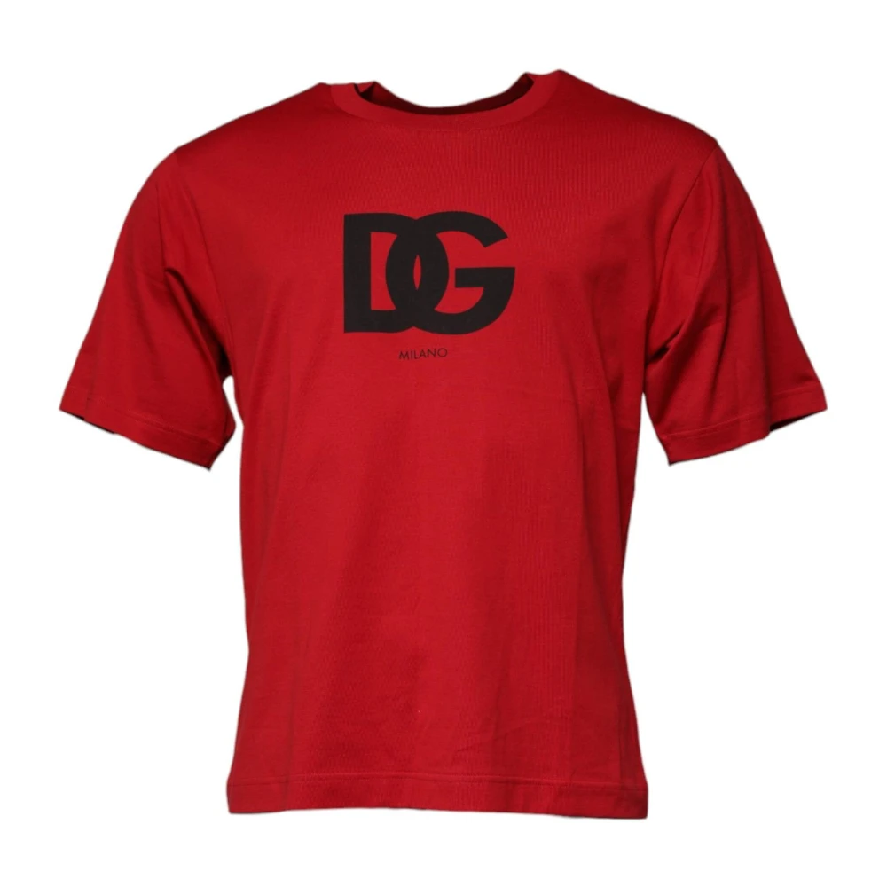 Dolce & Gabbana Men's Red T-Shirts, 2XS, Black Cotton Crew Neck T-Shirt