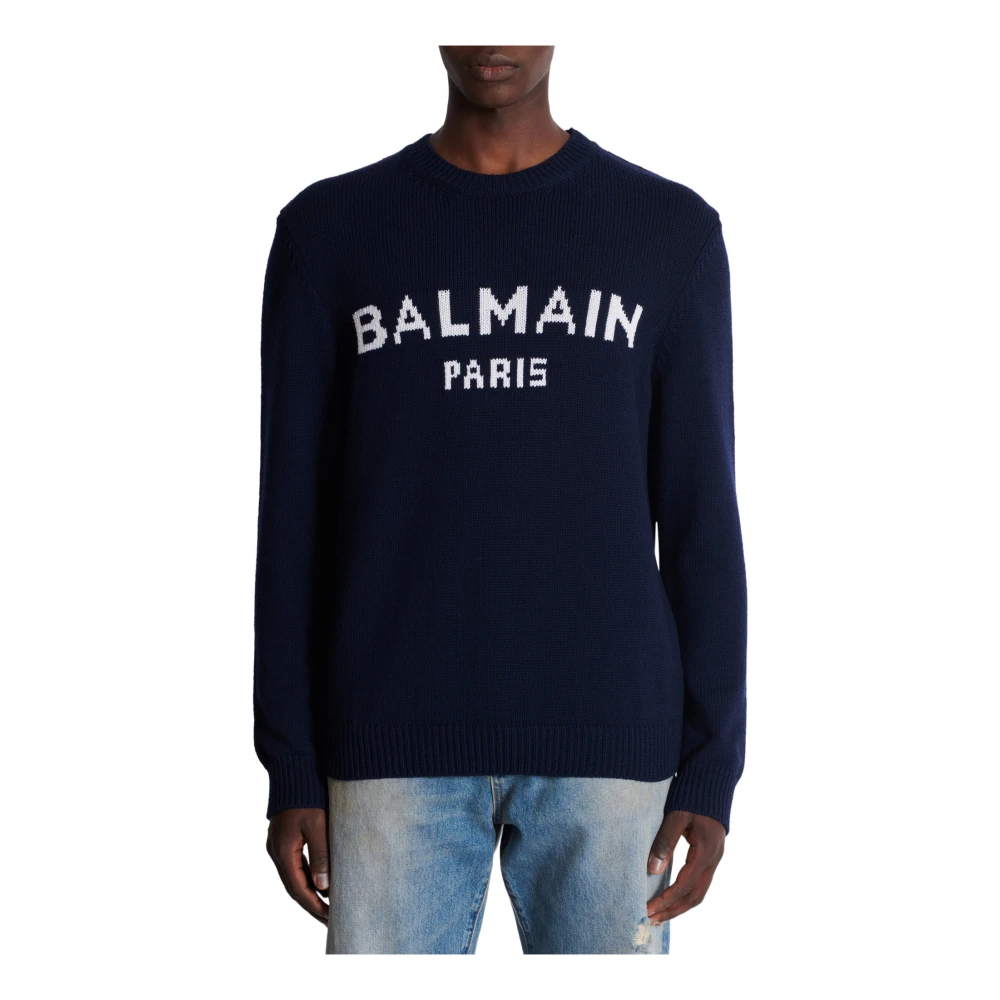 Balmain Wol Parijs trui Blue Heren