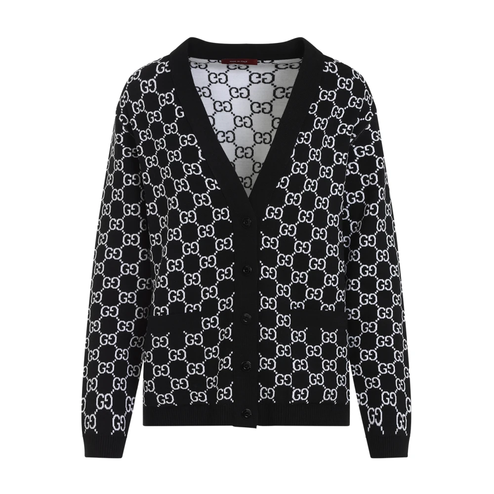 Gucci Reversible GG Wool Jacquard Cardigan Black Dames