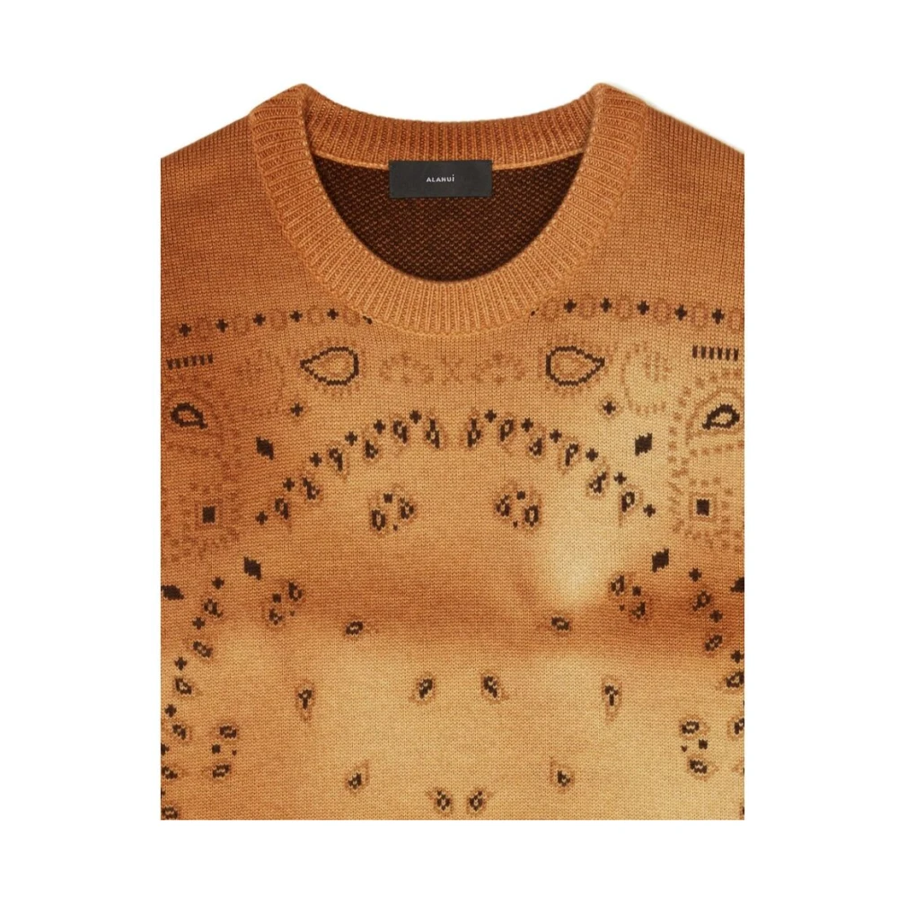 Alanui Paisley Gebreide Wollen Trui Brown Heren