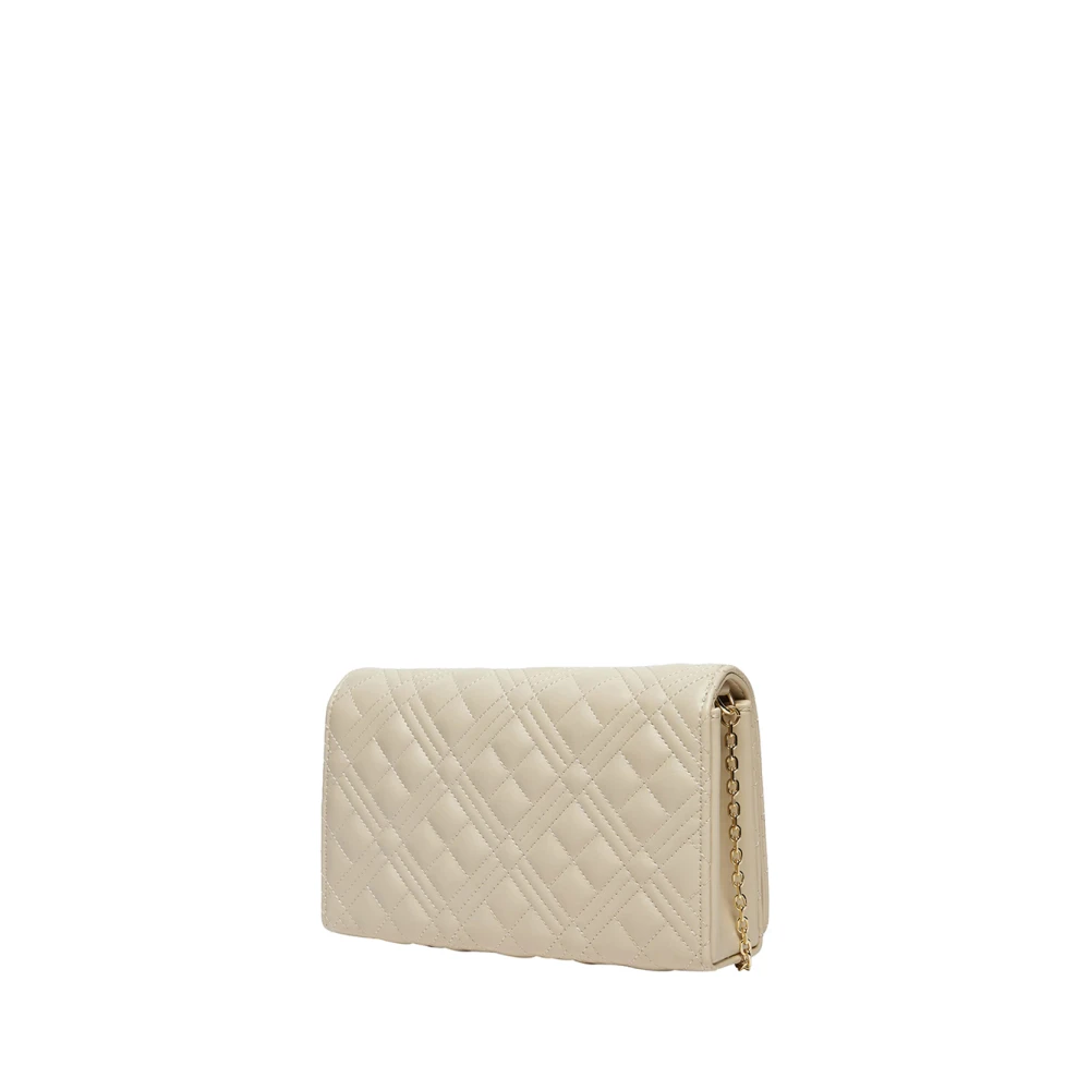 Moschino Ivoor Schoudertas met Gouden Details Beige Dames