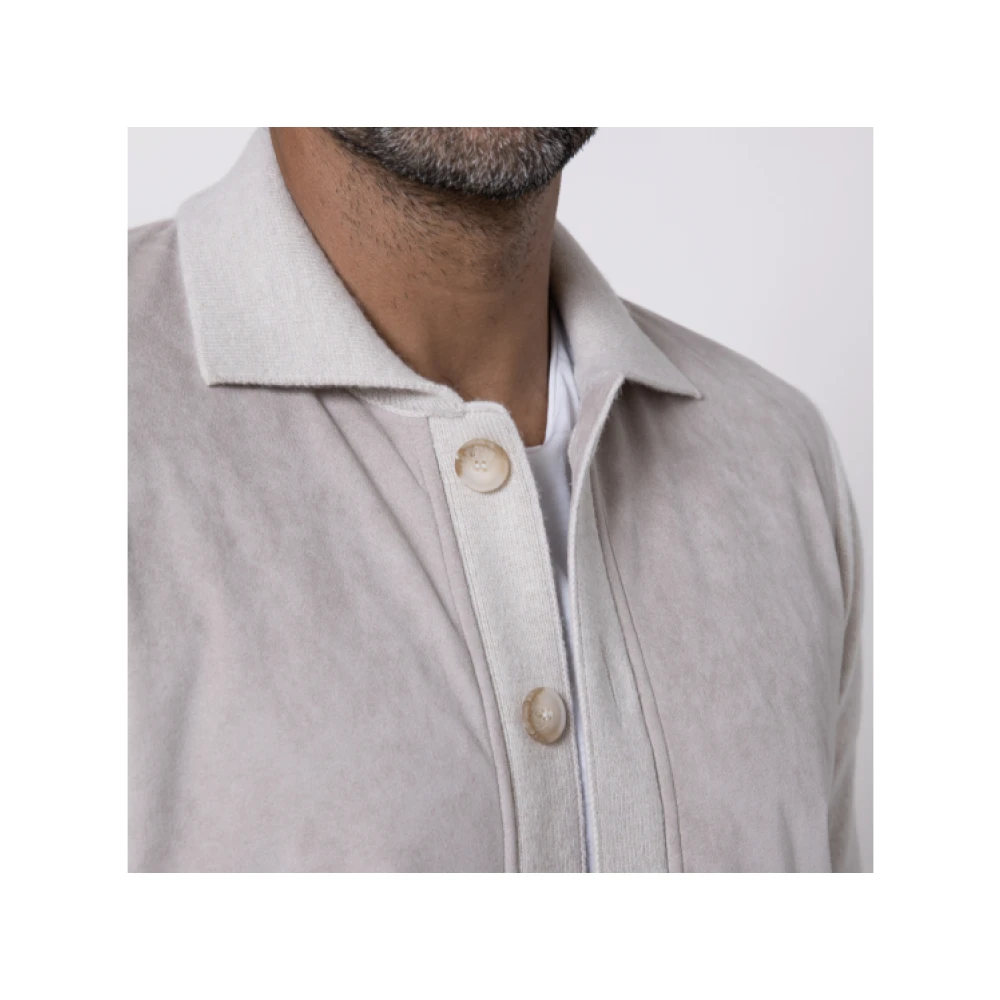 Gran Sasso Beige Bi-materiaal Overhemd Jas Gray Heren