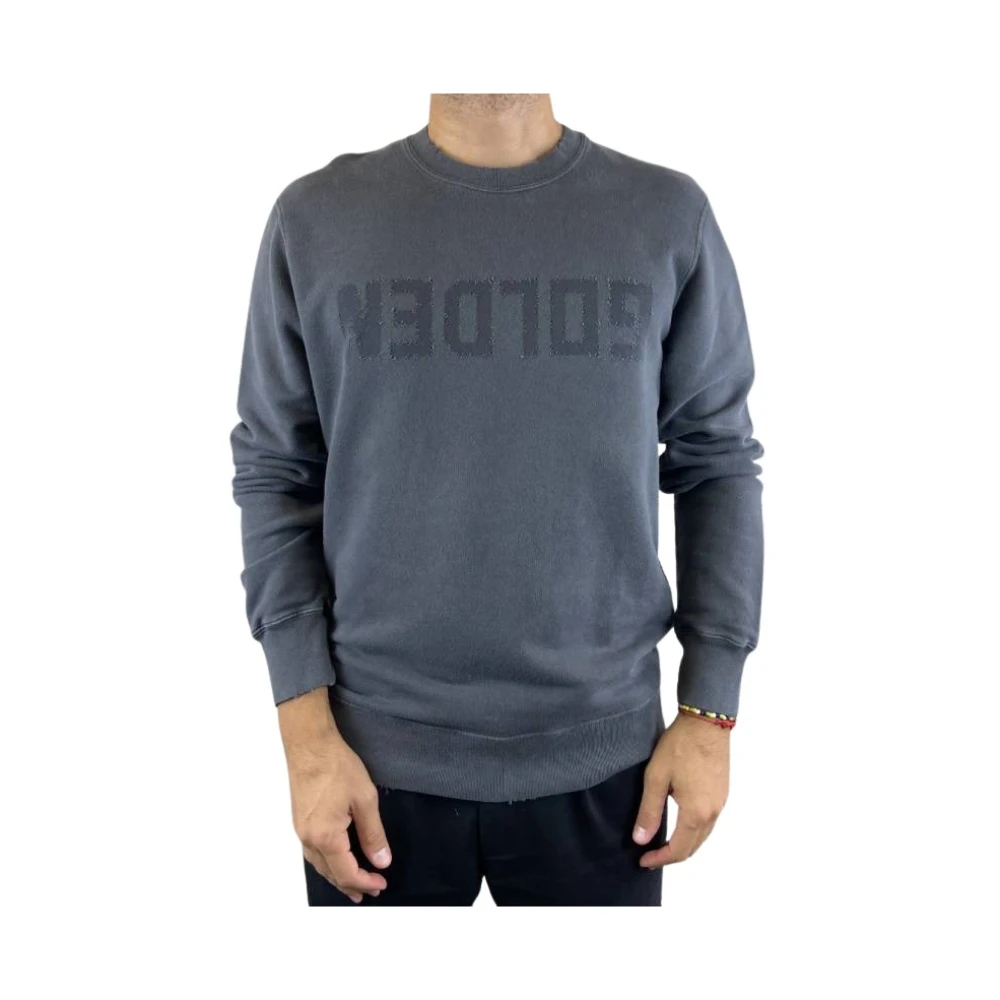 Golden Goose Grijze Sweater met Letters Blue Heren
