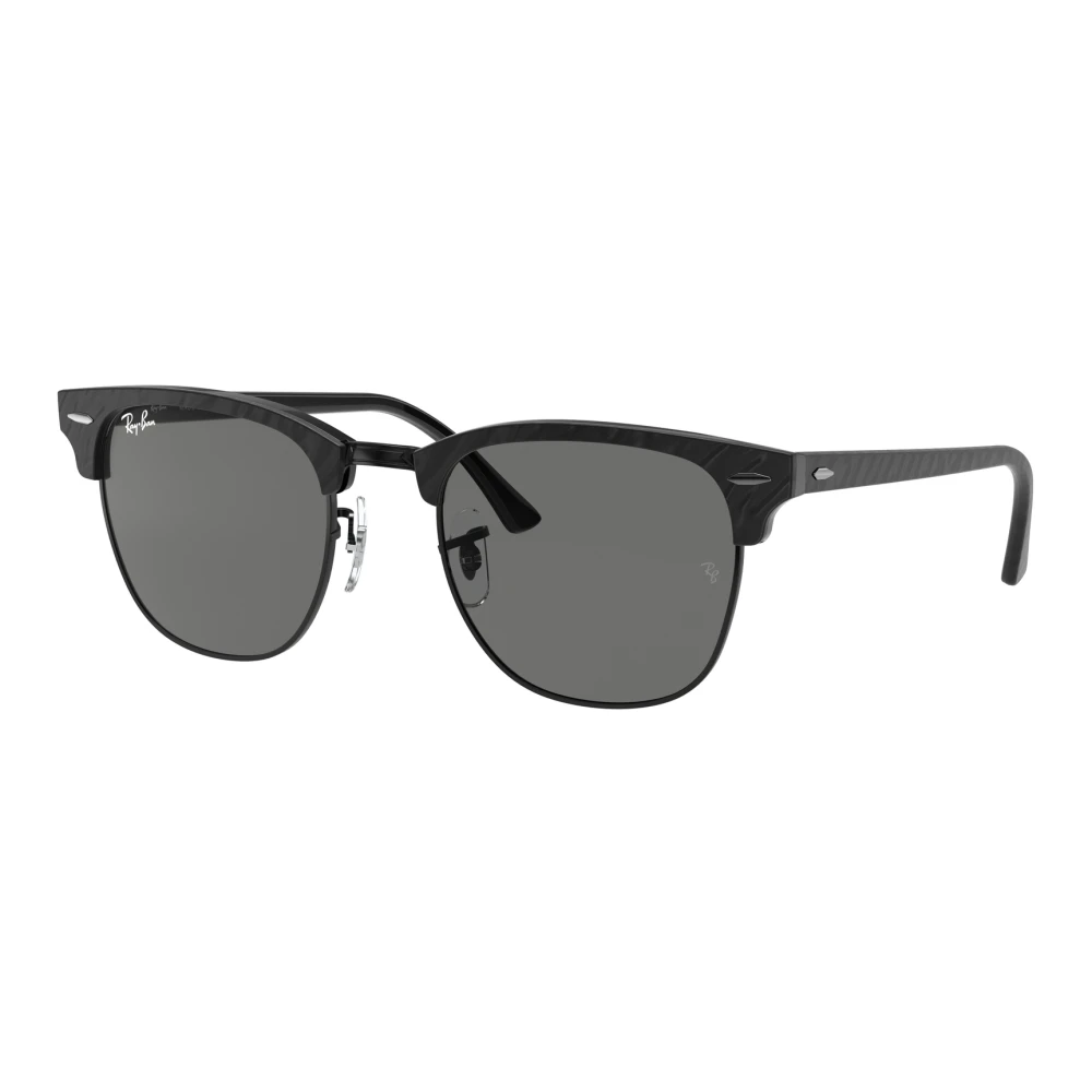Ray-Ban Clubmaster Sunglasses Polished Black / Dark Grey - Image 4