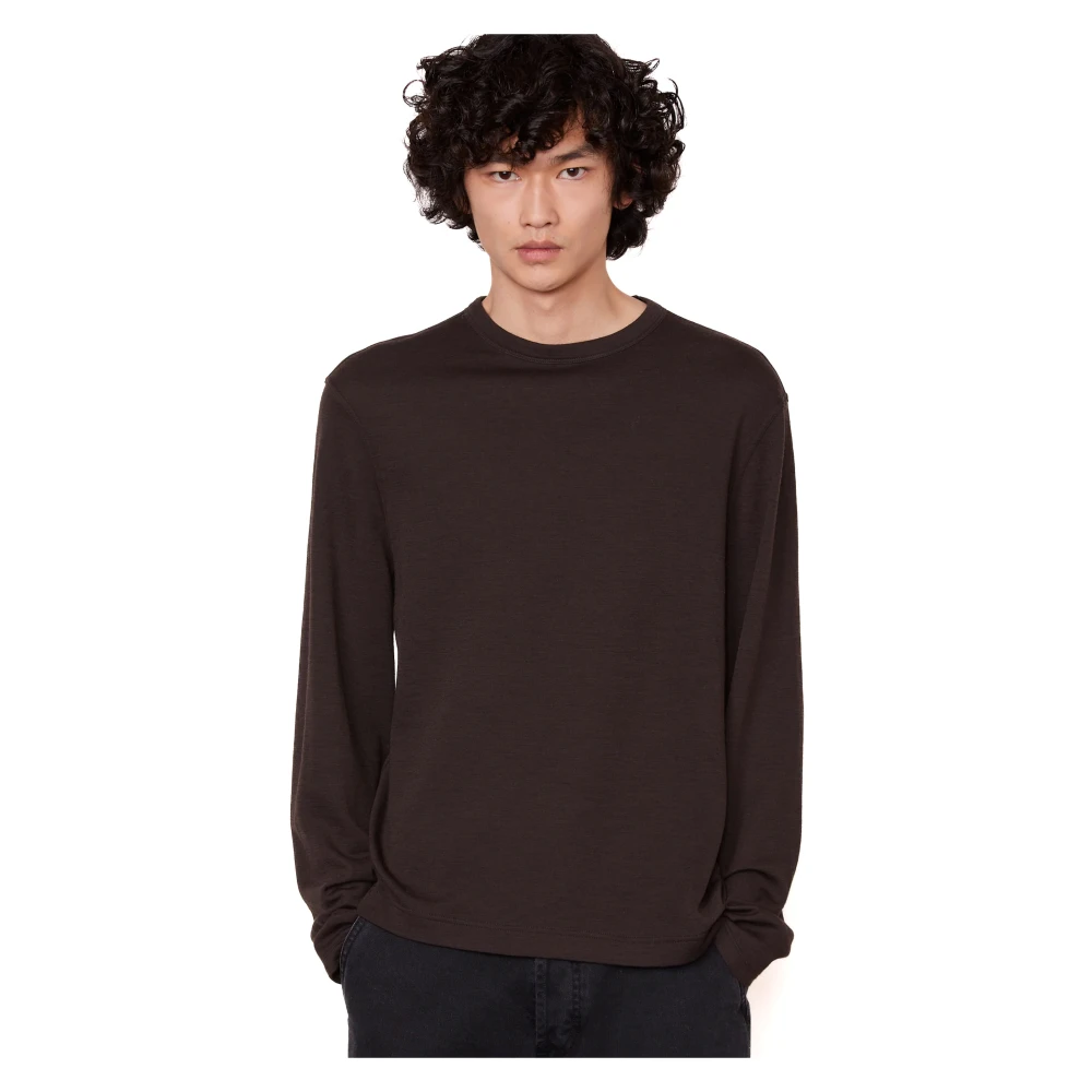 Officine Générale Bruine Longsleeve Ronde hals T-shirt Brown Heren