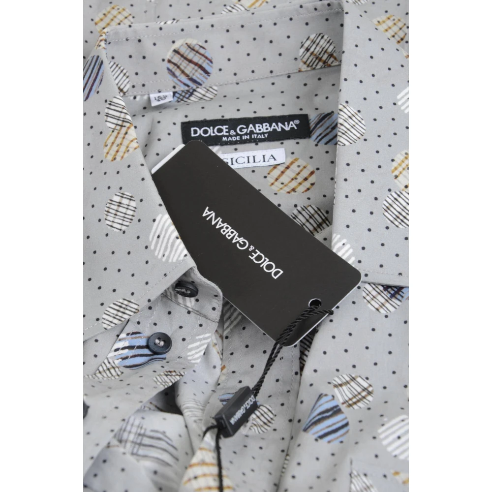 Dolce & Gabbana Gedrukt overhemd lange mouwen Sicilia Collection Gray Heren
