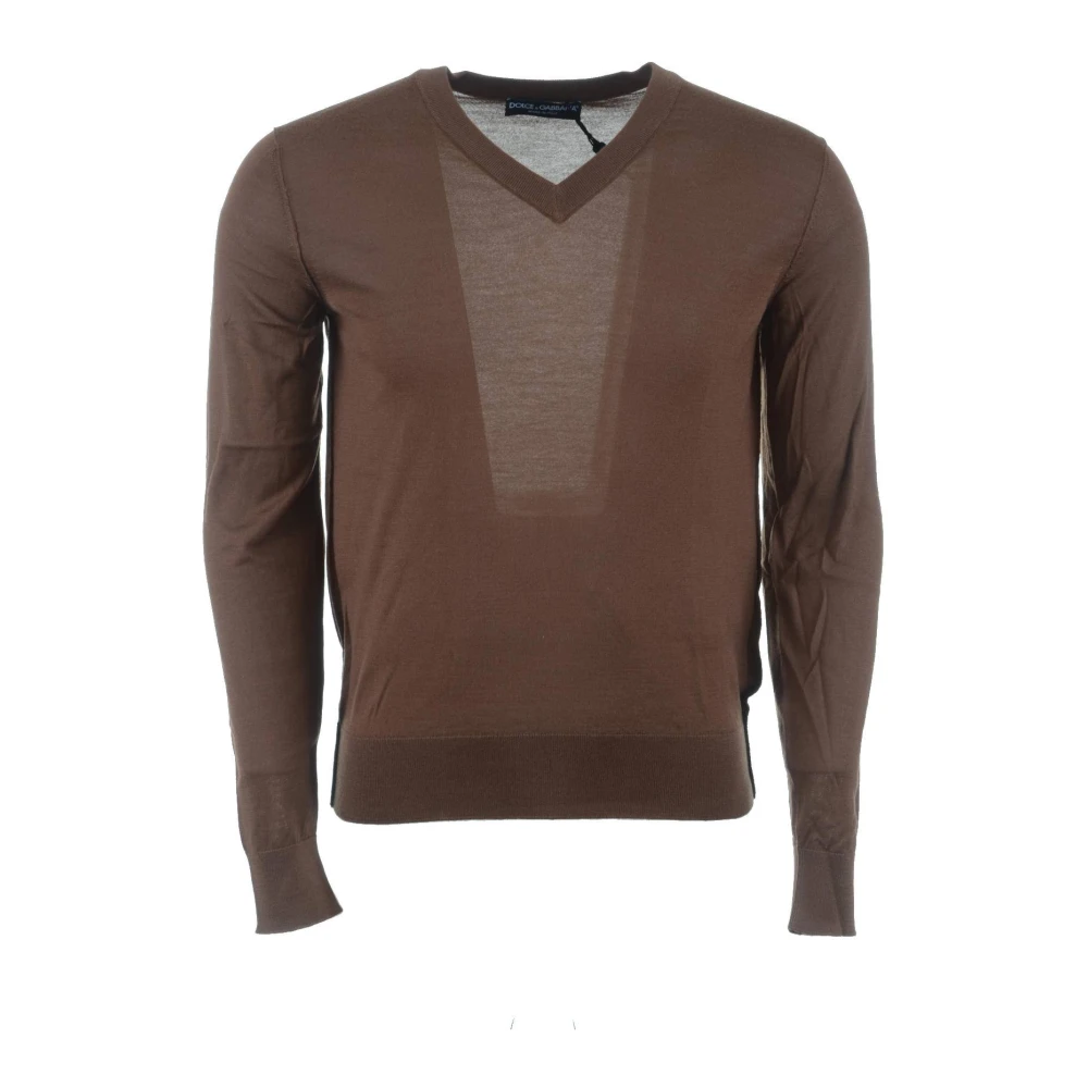Dolce & Gabbana Cashmere V-hals Pullover voor Mannen Brown Heren