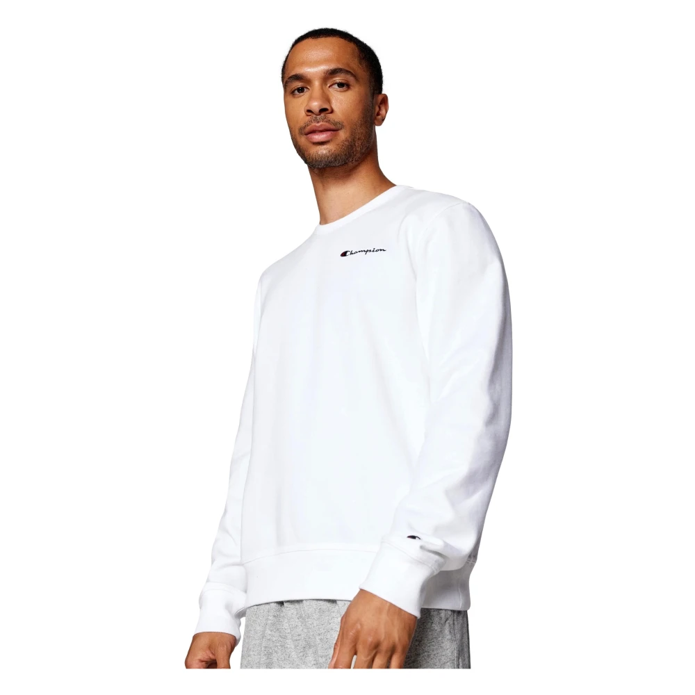 Champion Wit Geborduurd Logo Crewneck Sweatshirt White Heren