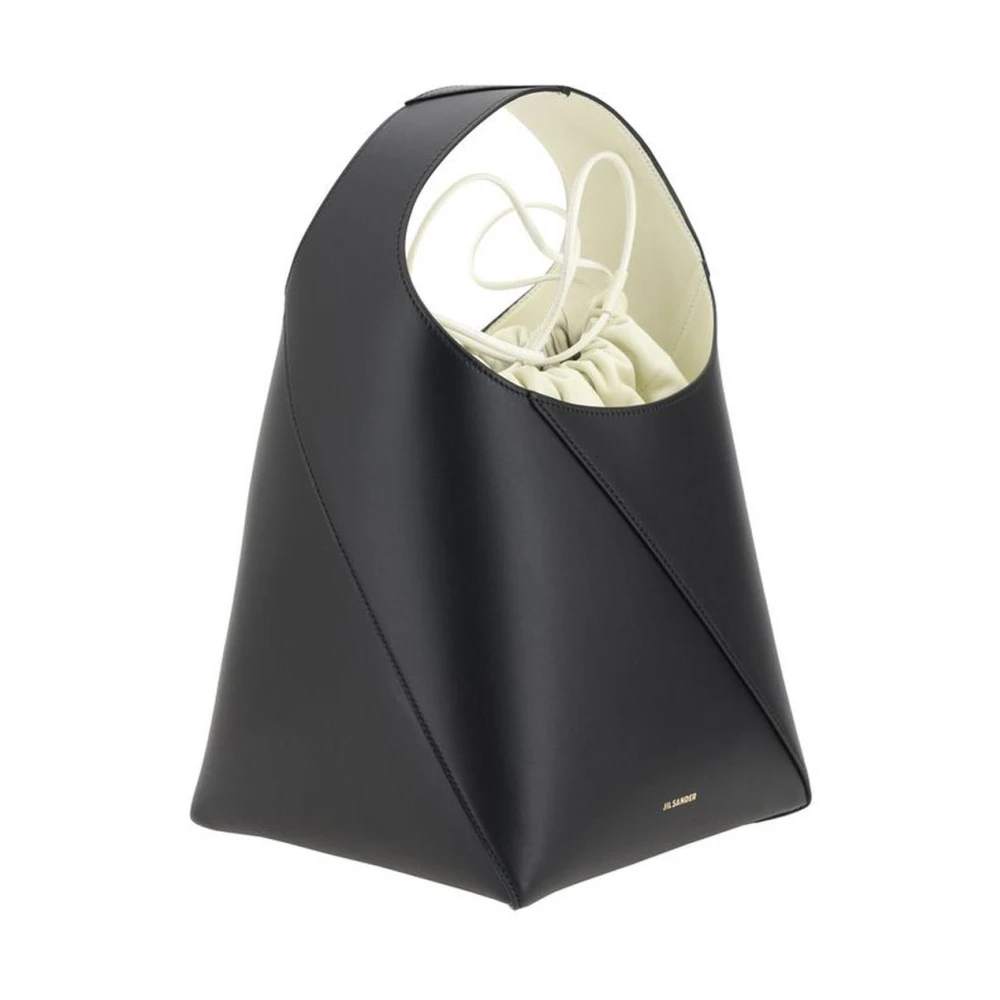 Jil Sander Leren handtas met trekkoordzak Black Dames