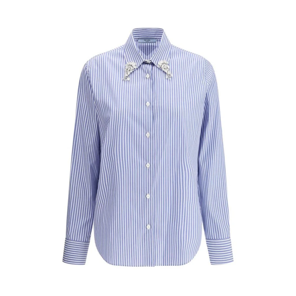 Prada Gestreept katoenen overhemd Model Prp471Hr Blue Dames