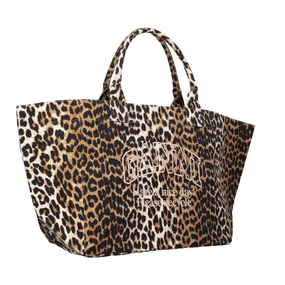 Ganni Luipaardprint Shopper Tas Brown Dames
