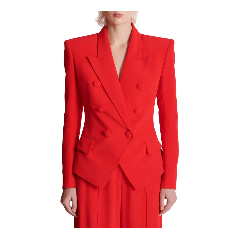 Balmain Aansluitend kreukvrij jasje met 6 knopen Red Dames