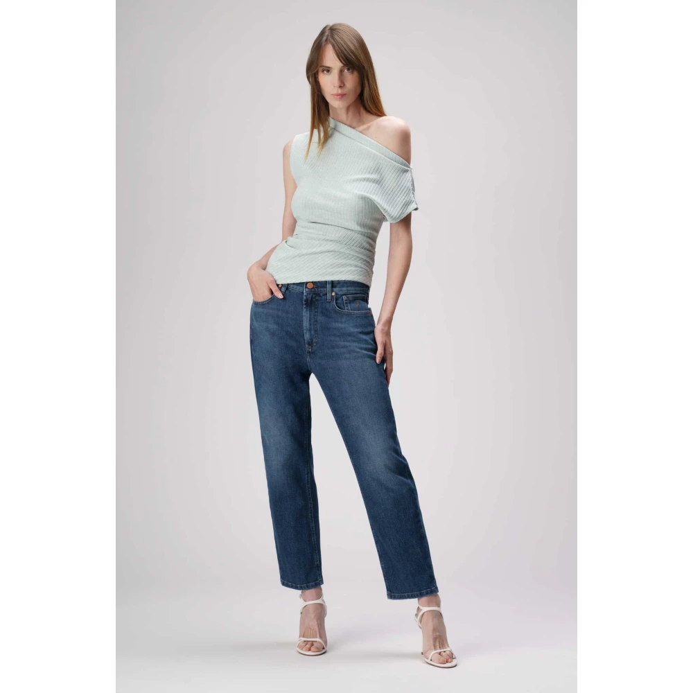 Jeckerson Julia Broek met 5 zakken in boyfriend-stijl van denim tri-blend Blue Dames