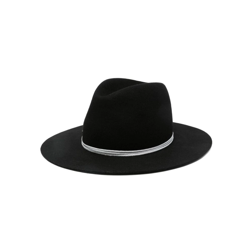 Borsalino Zwarte wollen vilten fedora hoed Black Dames