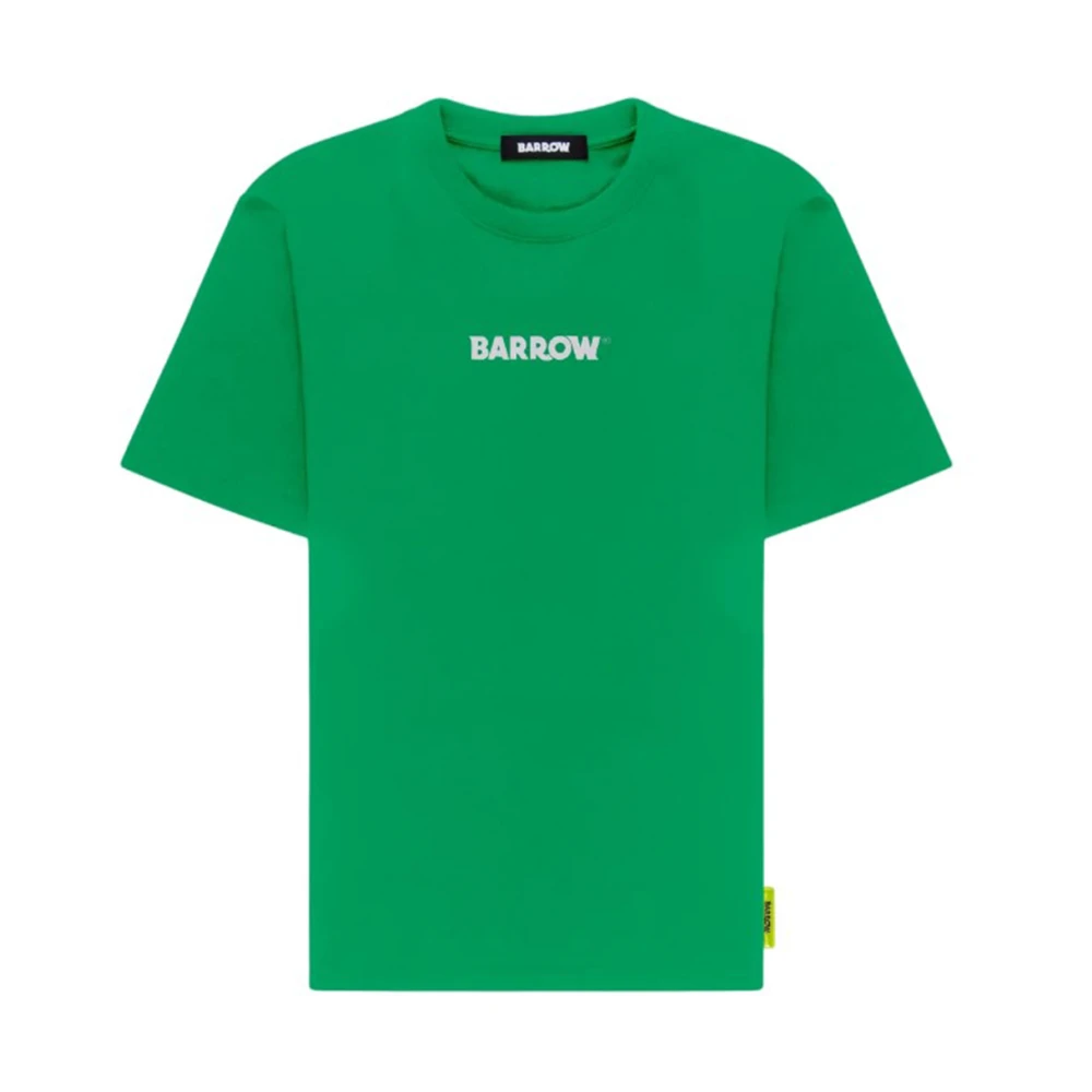 Barrow Groene T-shirt met Logo Print en Glimlach Green Heren