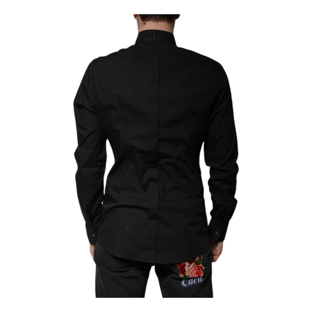 Dolce & Gabbana Zwarte Katoenen Overhemd Slim Fit Black Heren