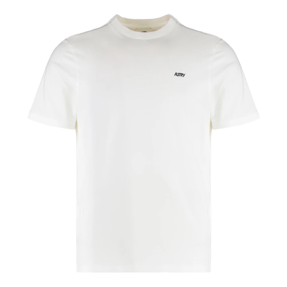 Autry Ribbad T-shirt i bomull med rund hals White, Herr