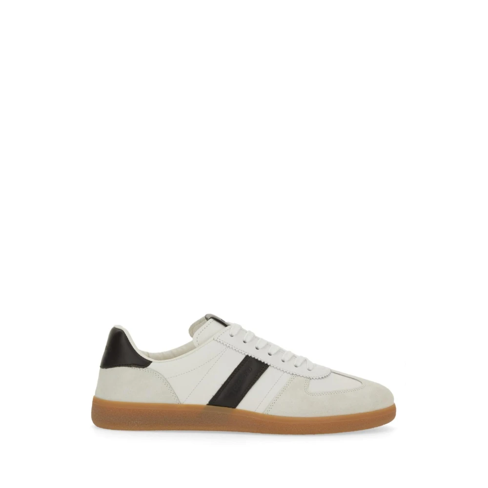 Tom Ford Lage leren en suède sneakers Heren Schoenen Wit