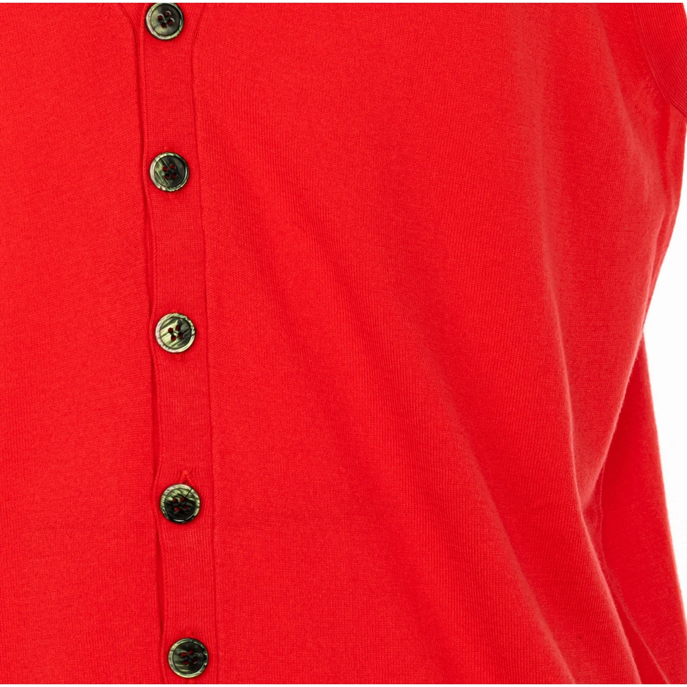 Cashmere Company Heren Koraalrode Zijden Katoenen Gilet Red Heren