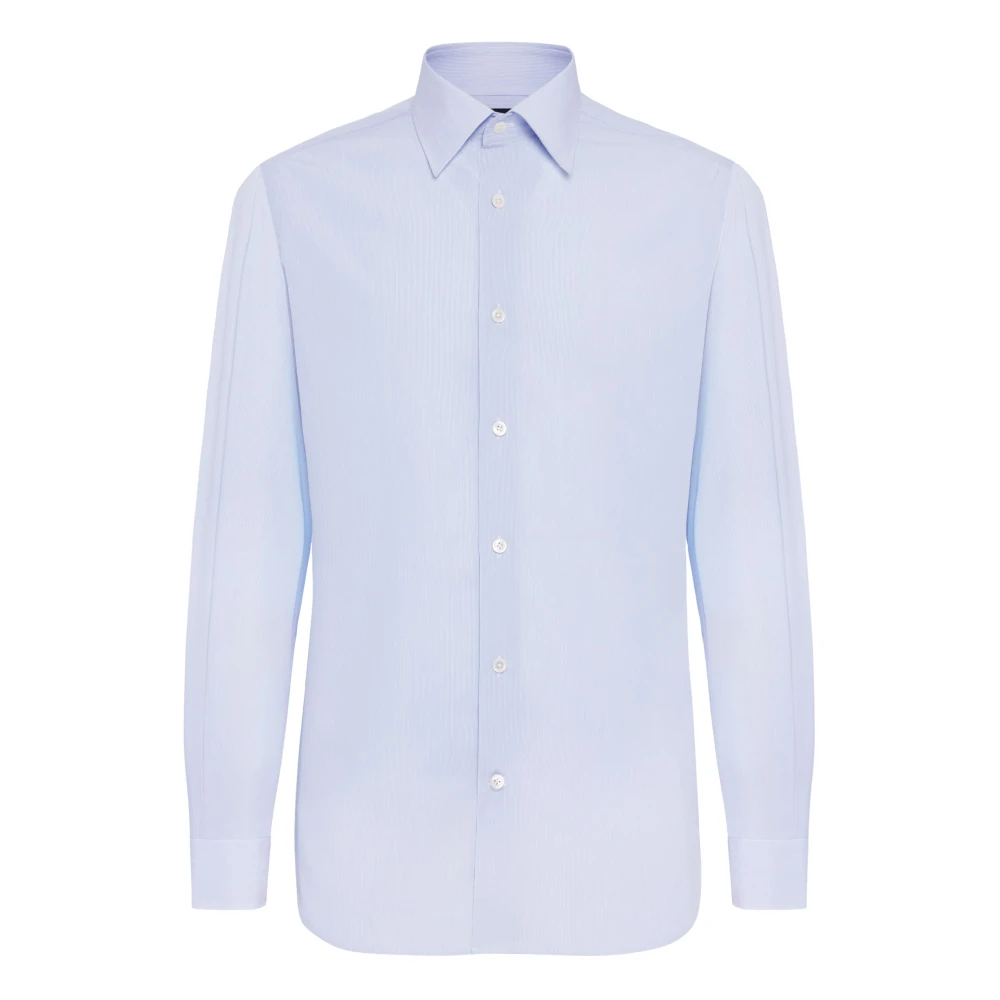 Boggi Milano Regular Fit Overhemd van Strijk Katoen Blue Heren