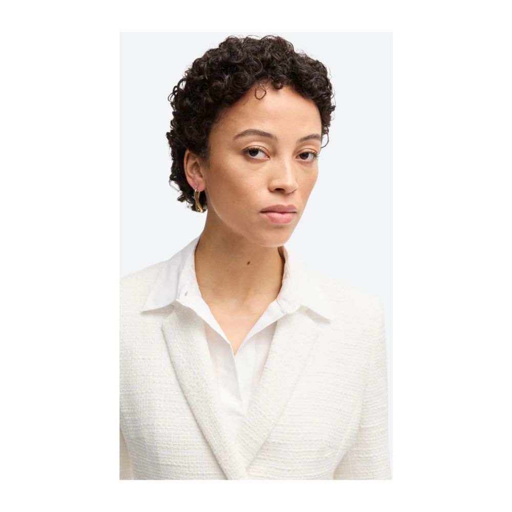 Hugo Boss Tweed Katoenen Blazer Klassieke Pasvorm White Dames