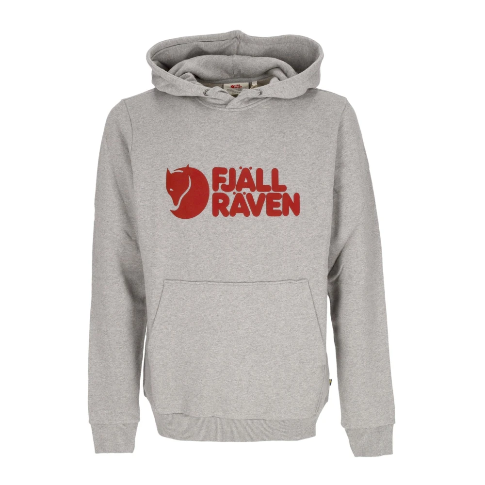 Fjällräven Gray Logo Hoodie Melange Long Sleeve - Male - Hoodies - S - Sweatshirts & Hoodies
