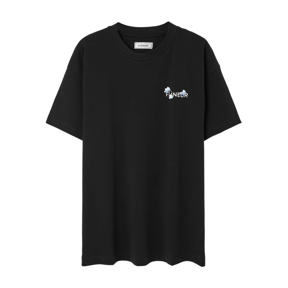Flâneur Bedrukt Zwarte Shirt voor Mannen Black Heren