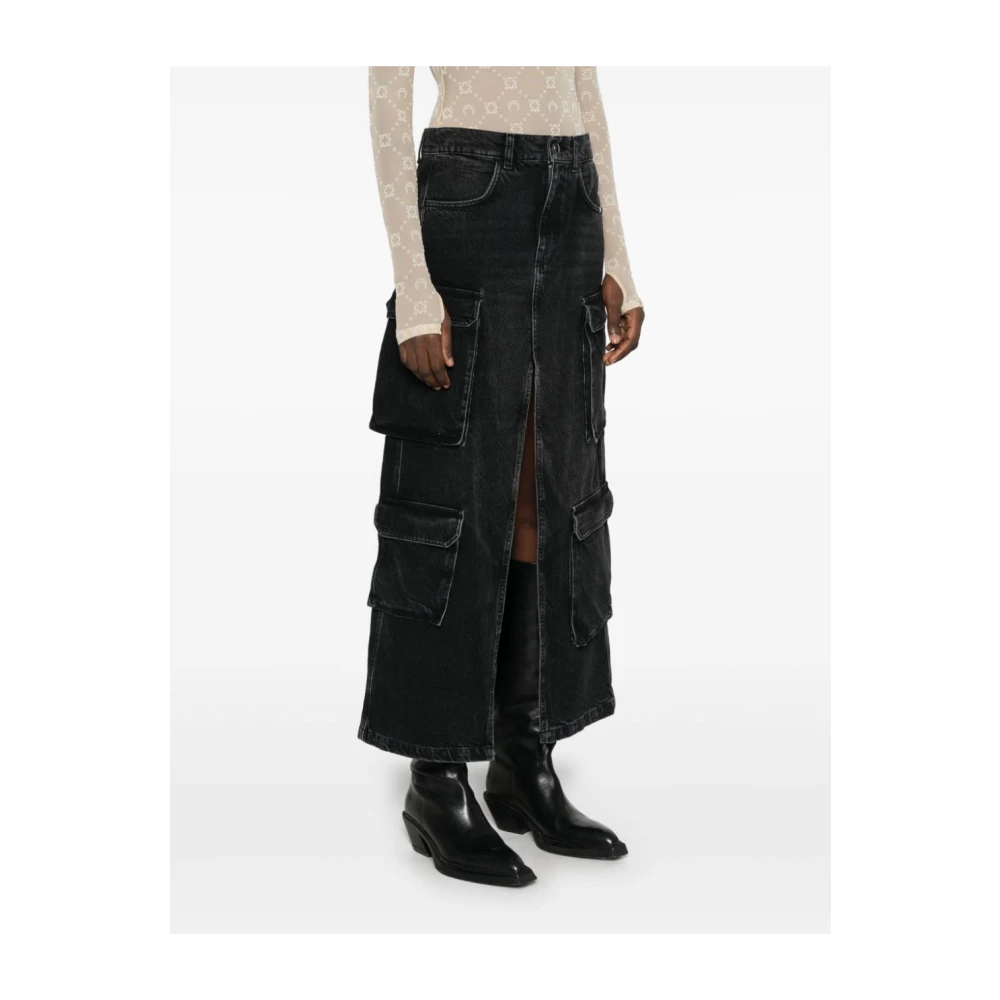 Amish Zwarte Denim Cargo Jeans Black Dames