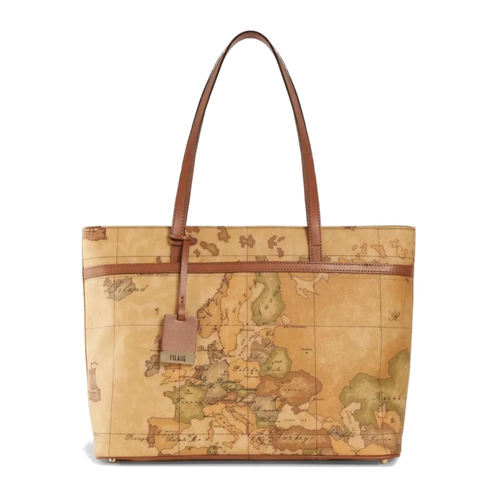 Alviero Martini 1a Classe Klassieke Geo Print Schouder Shopping Tas Brown Dames