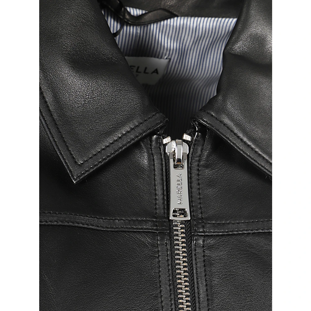 Marella Zwarte leren jas Black Dames