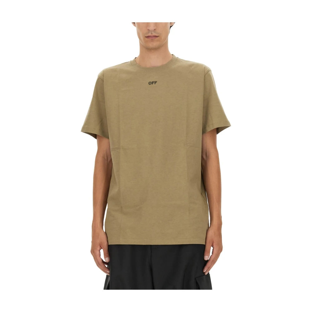 Off White Pilbroderi Streetwear T-shirt Beige, Herr