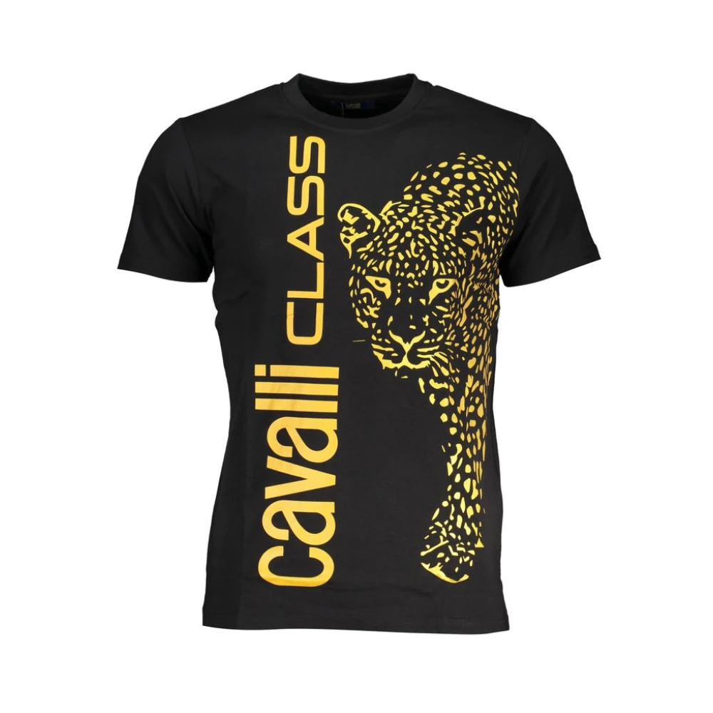 Cavalli Class Zwart Katoenen T-shirt met Print Logo Black Heren