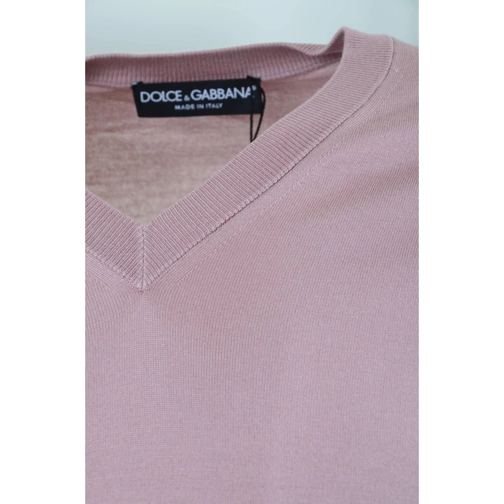 Dolce & Gabbana Heren V-hals Pullover Trui Pink Heren