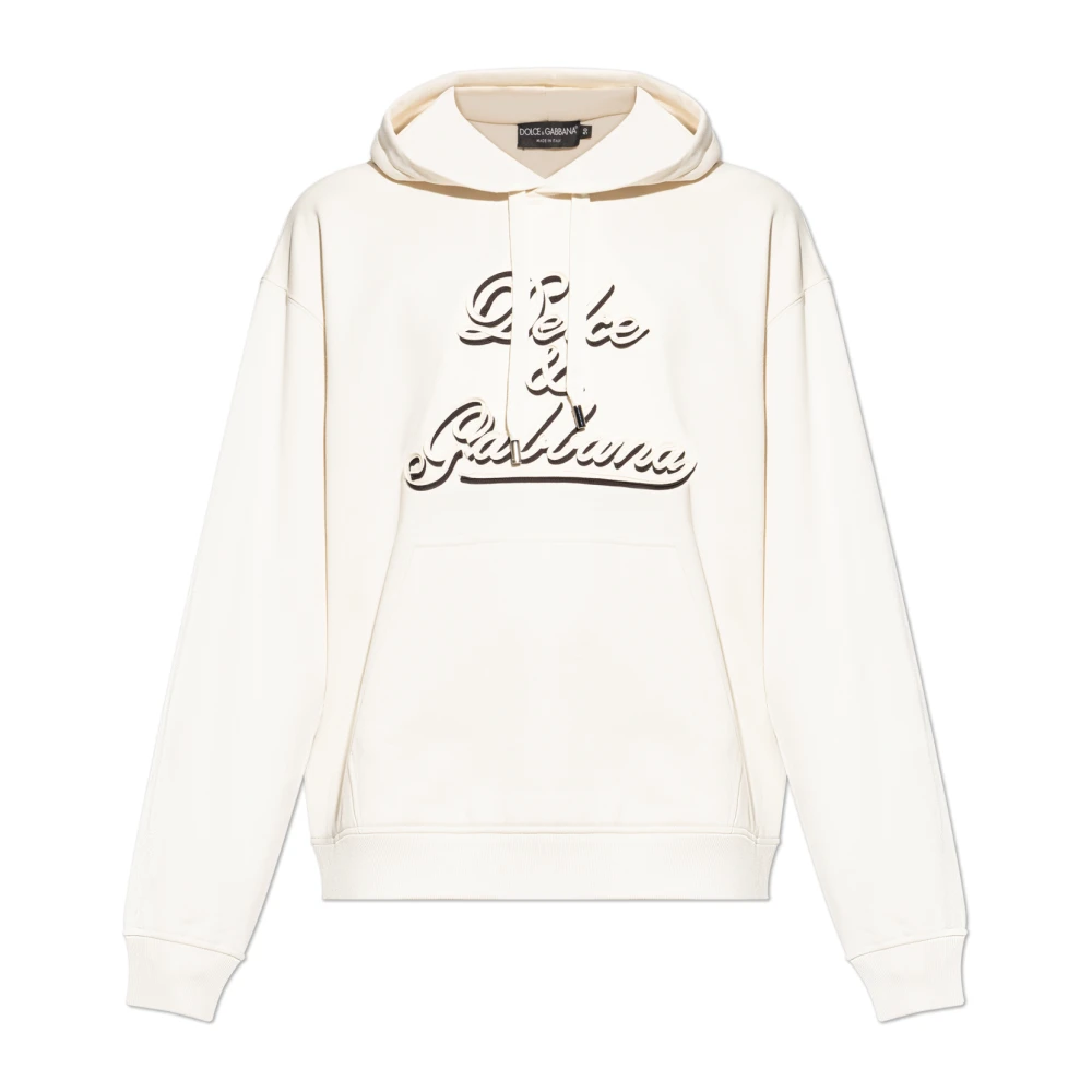 Dolce & Gabbana Men's Beige Sweatshirt With Logo - Hoodies - M - Sweatshirts & Hoodies