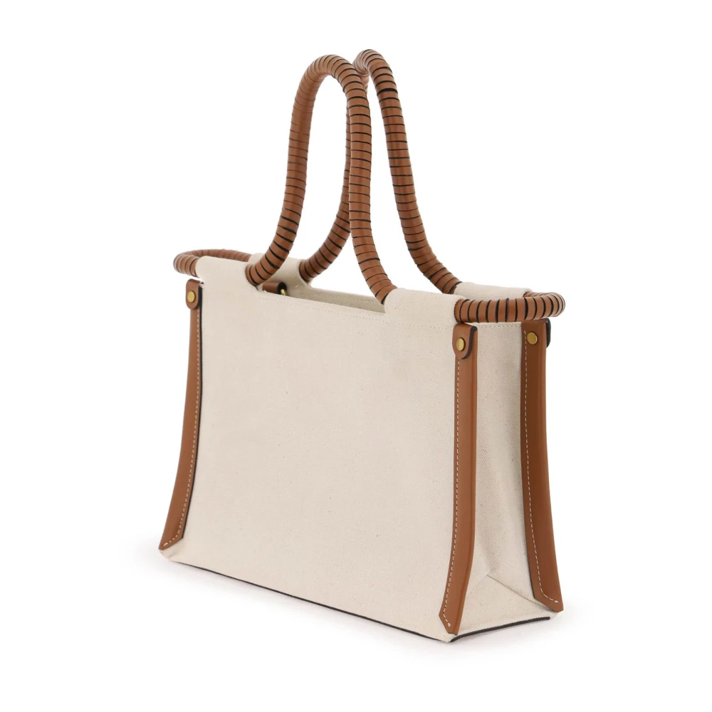 Isabel marant Canvas tote tas met geborduurd logo Beige Dames