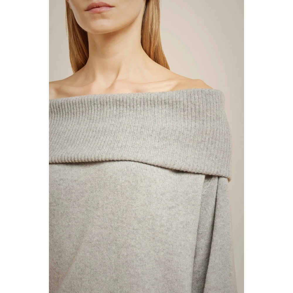 Liviana Conti Kasjmiertrui met Off-Shoulder Design Gray Dames