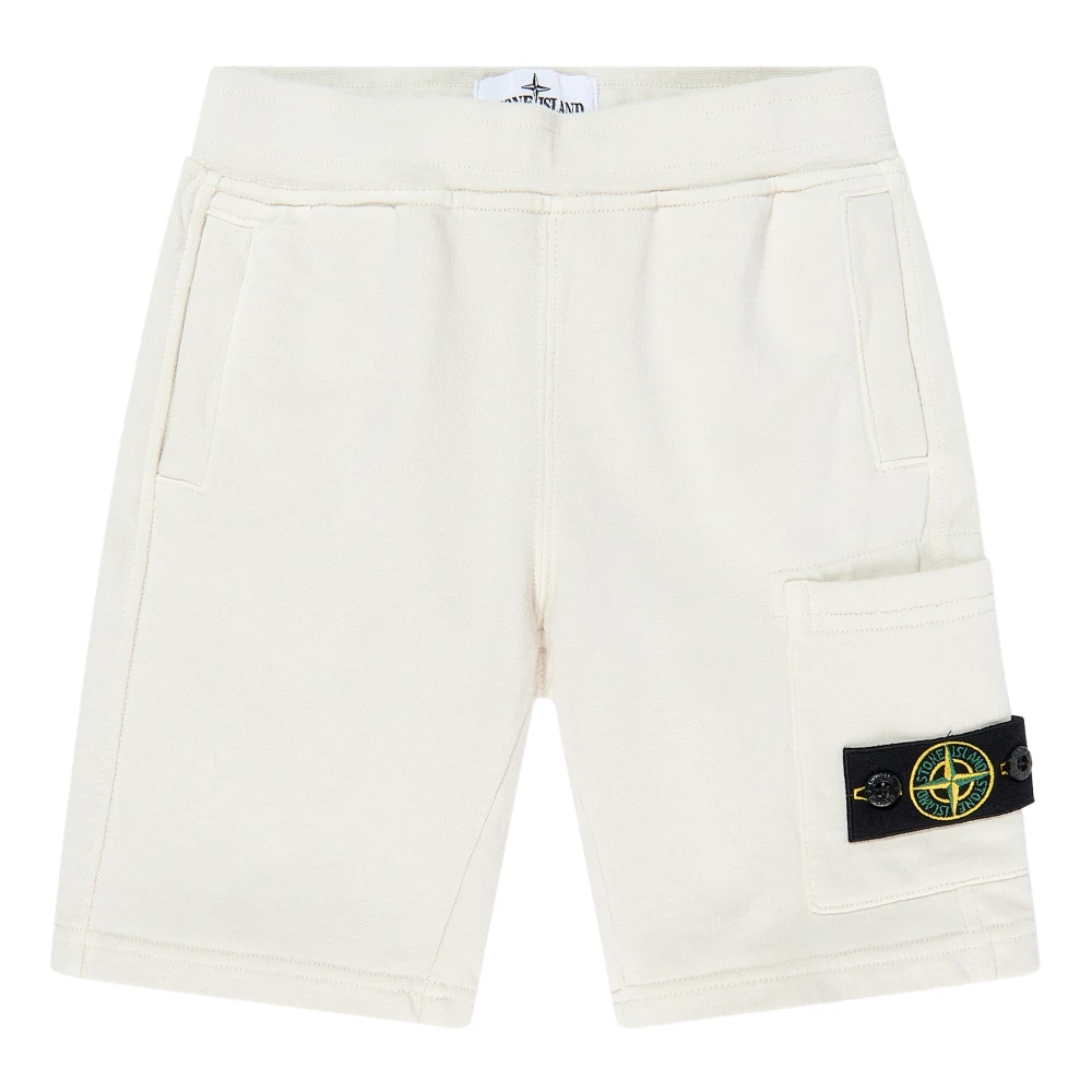 Stone Island Logo Pocket Shorts - Male - Shorts - Beige - 3 Y - Kids