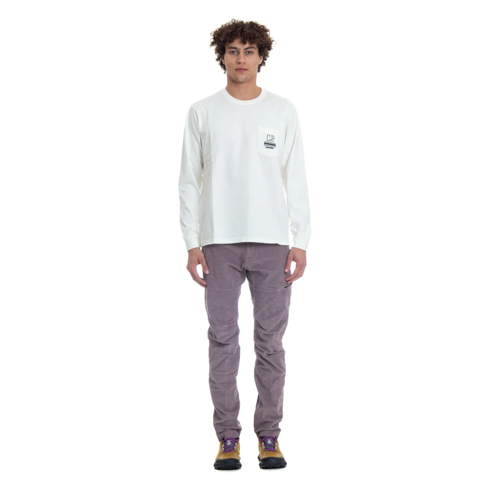 C.P. Company Witte Gekamd Katoenen T-shirt met Logo White Heren