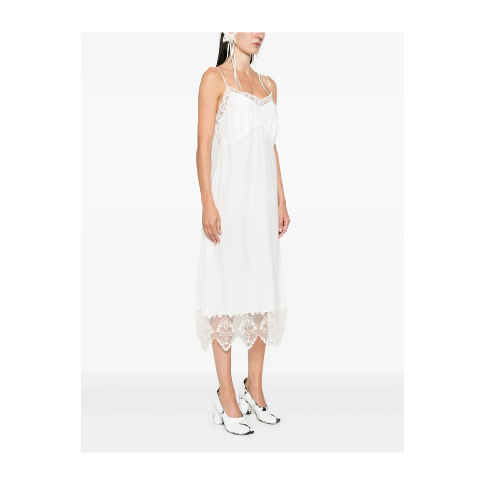 Simone Rocha Ivoor Slipjurk met Kant Beige Dames