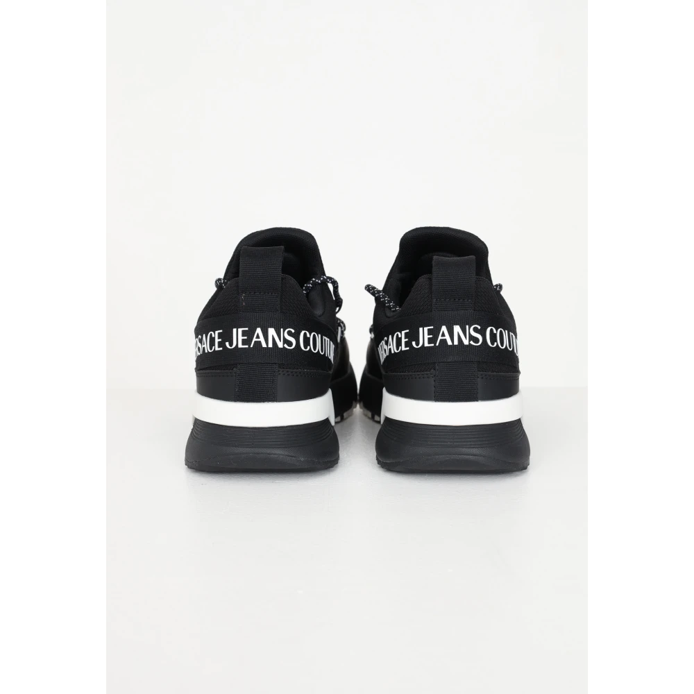 Versace Jeans Couture Zwarte Logo Sneakers met Chunky Rubberen Zool Black Heren