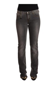 Gray Washed Low Waist Straight Denim Jeans
